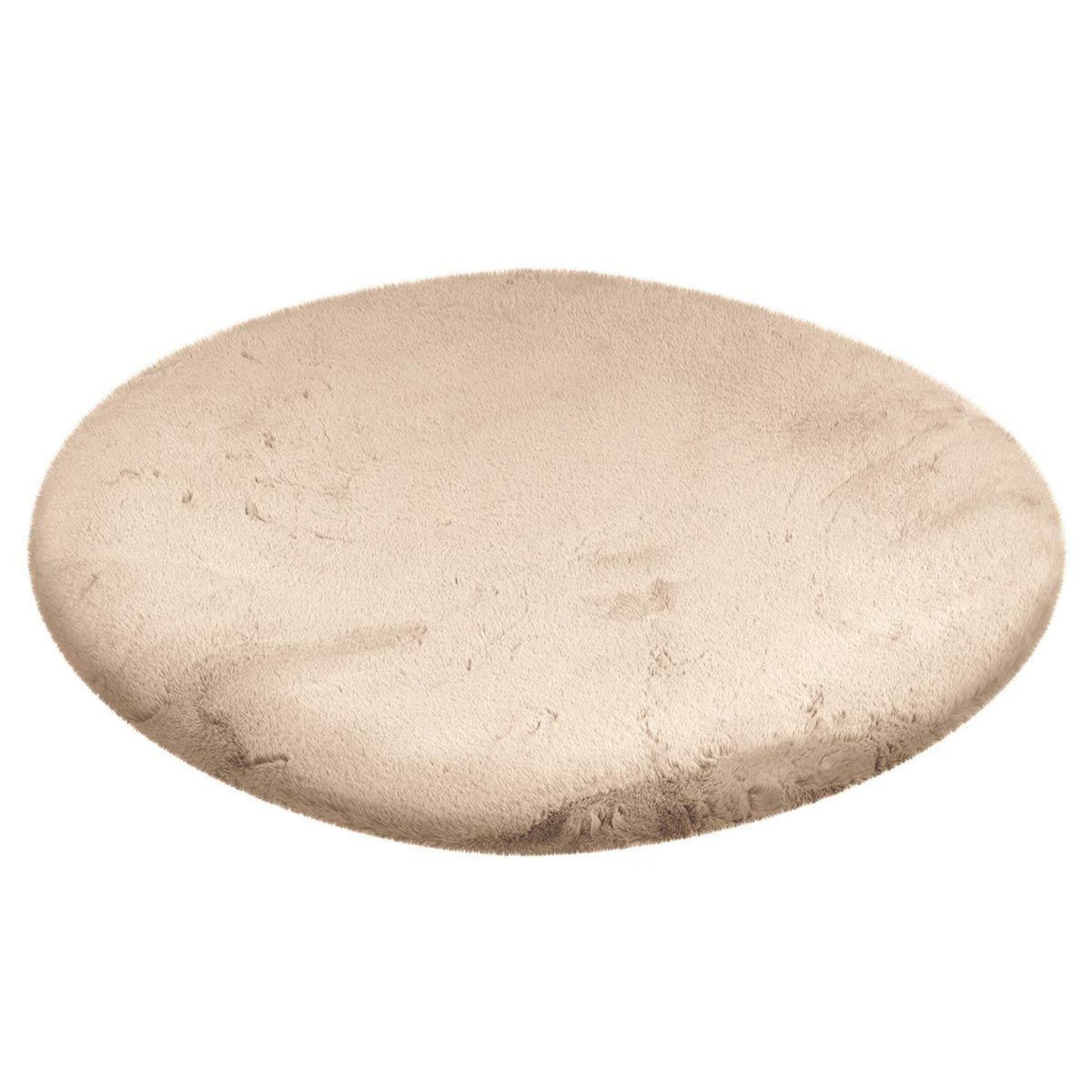 Paris Prix Tapis Uni Rond Doux à Poils Longs  Rabbit  Ivoire