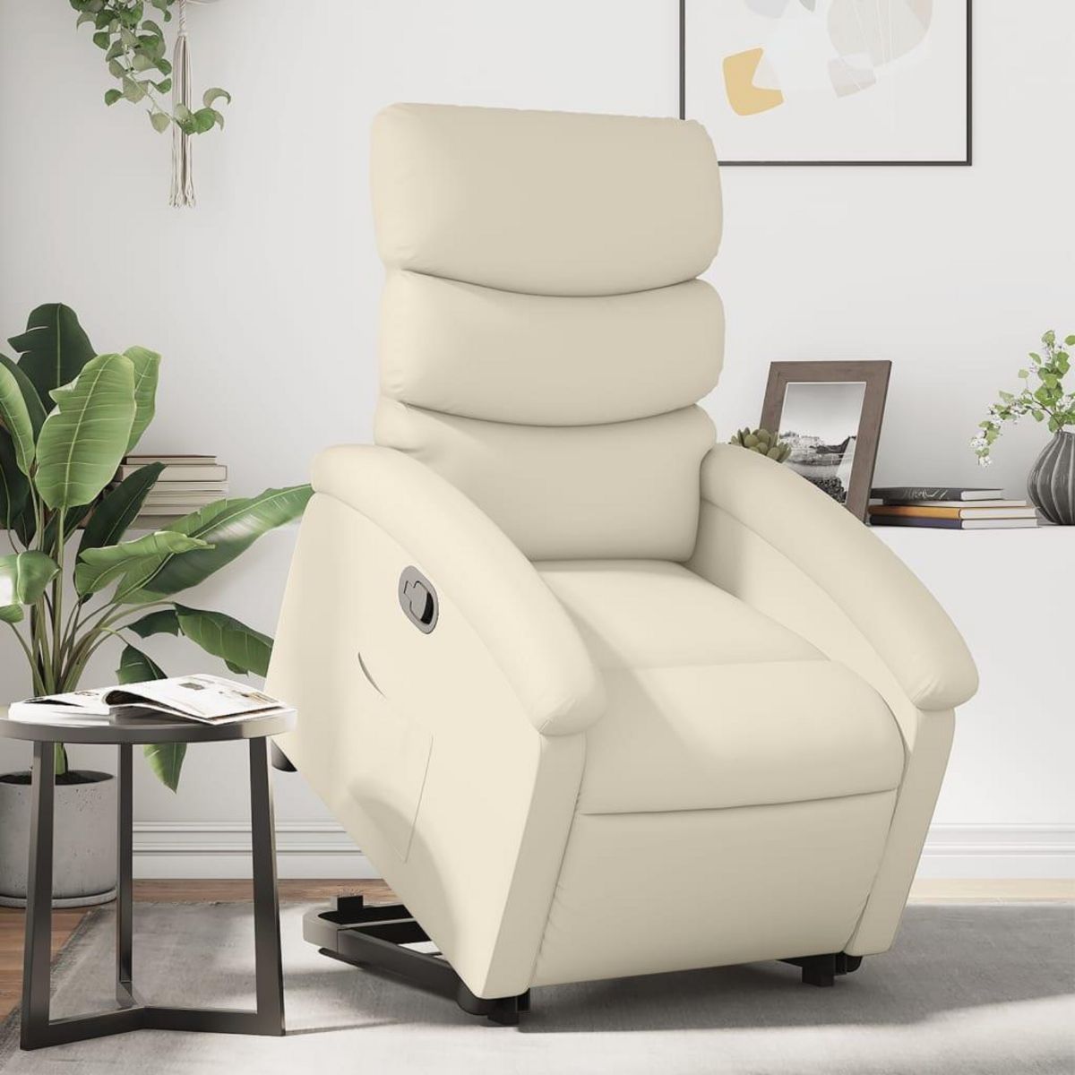 VIDAXL Fauteuil inclinable Creme Similicuir