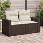 Voir la diapositive 1 : VIDAXL Canape de jardin avec coussins 2 places marron resine tressee