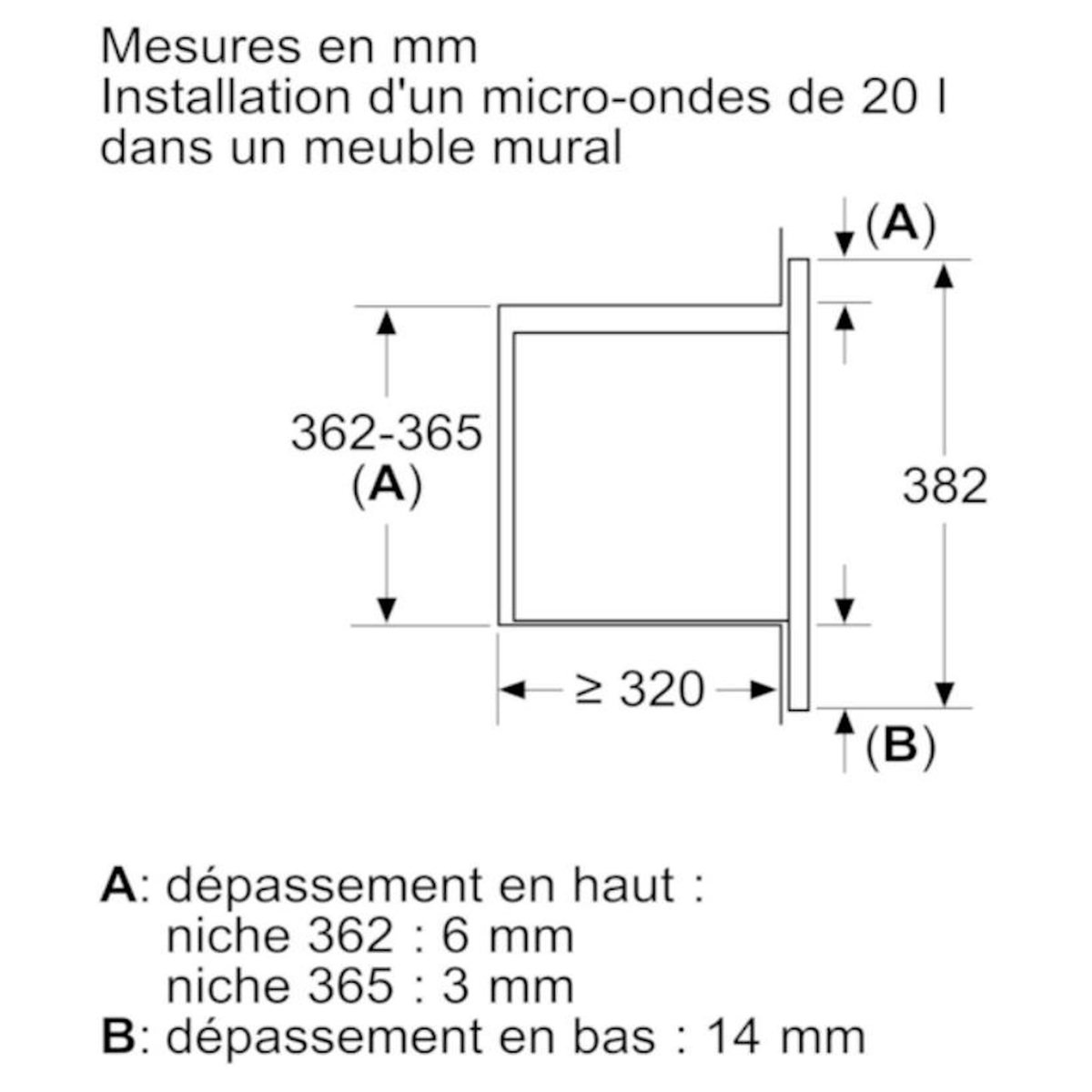 Siemens Micro-ondes solo 20l 800w encastrable noir - bf523lmb3
