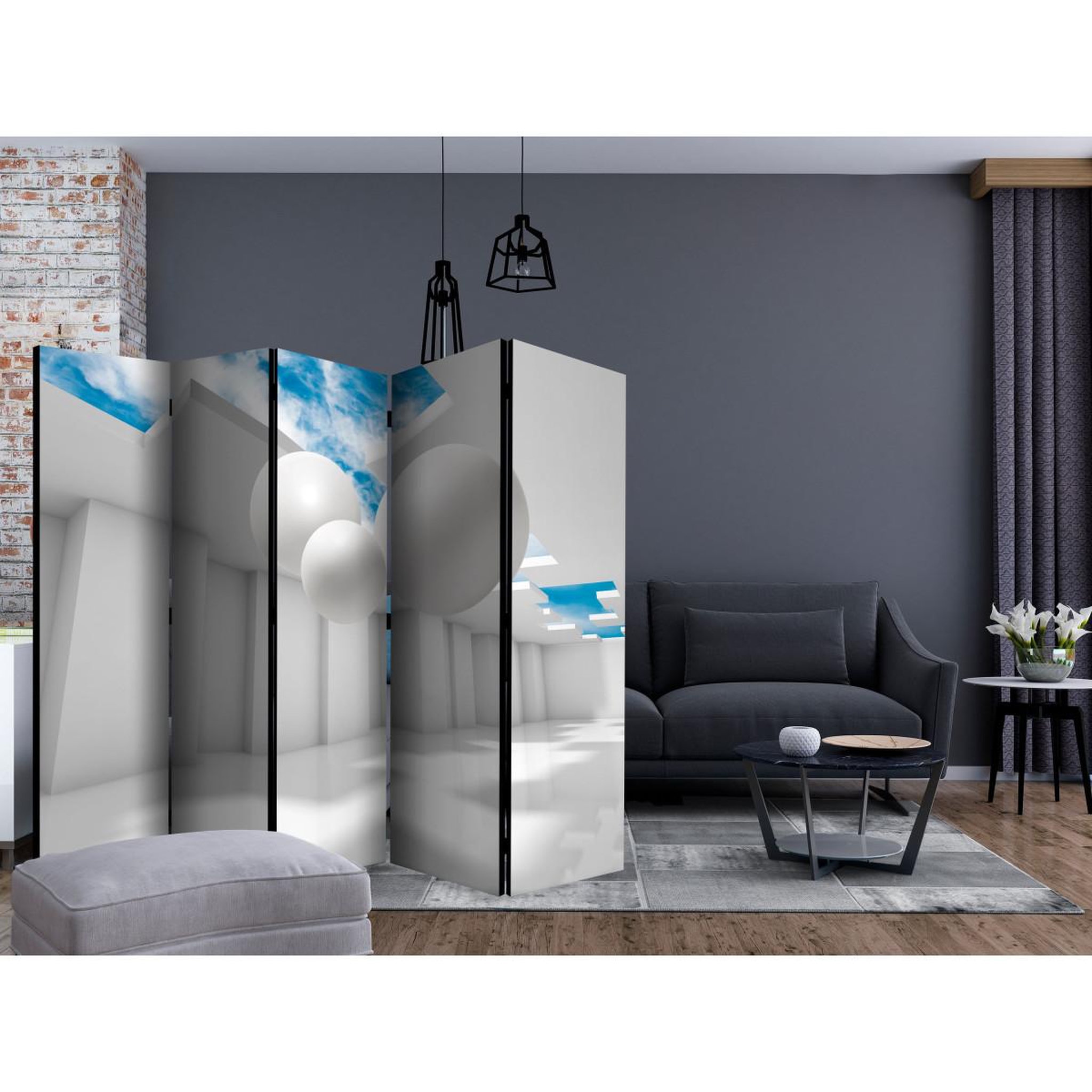 Voir la diapositive 2 : Paris Prix Paravent 5 volets  architecture of the future  172x225cm