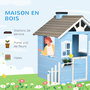 Voir la diapositive 5 : OUTSUNNY Maison de jeux enfant - jeu plein air maisonnette enfant - dim. 151L x 112l x 142H cm - bois sapin bleu blanc gris