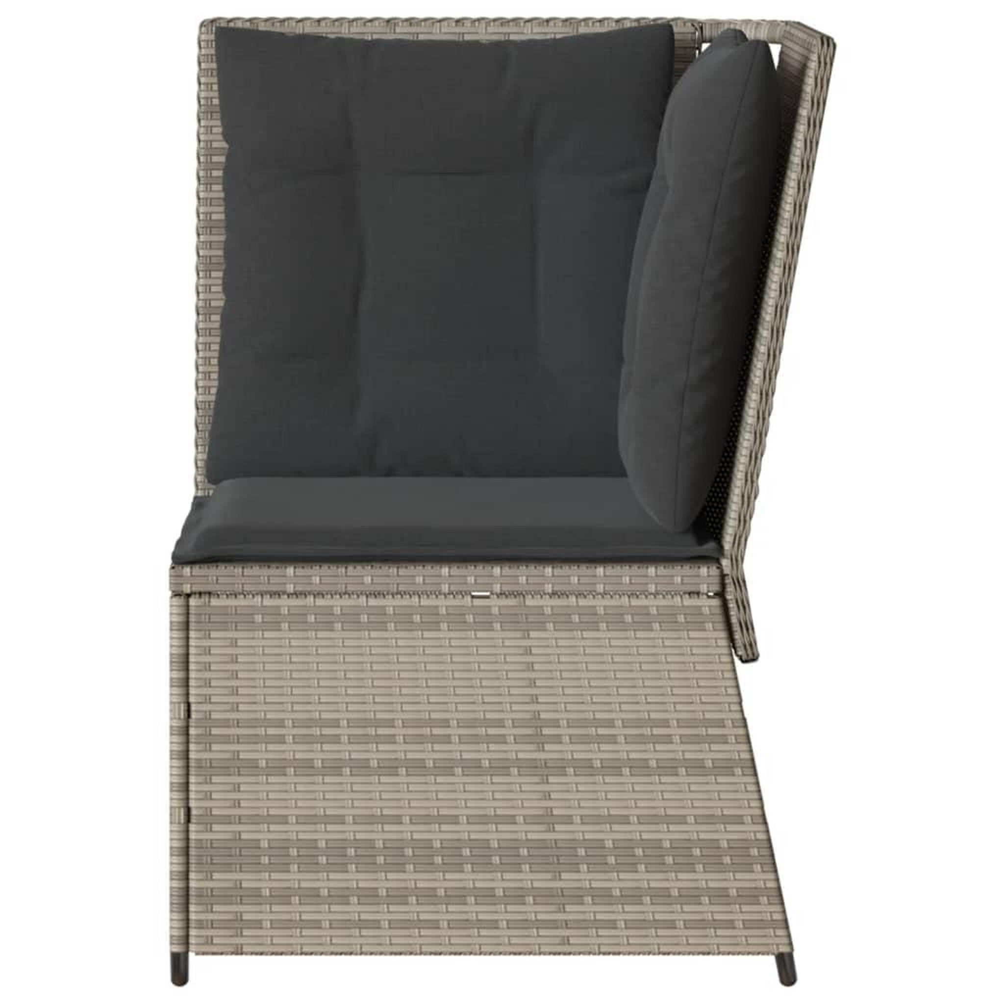 Voir la diapositive 4 : VIDAXL Canape d'angle de jardin et coussins gris clair resine tressee