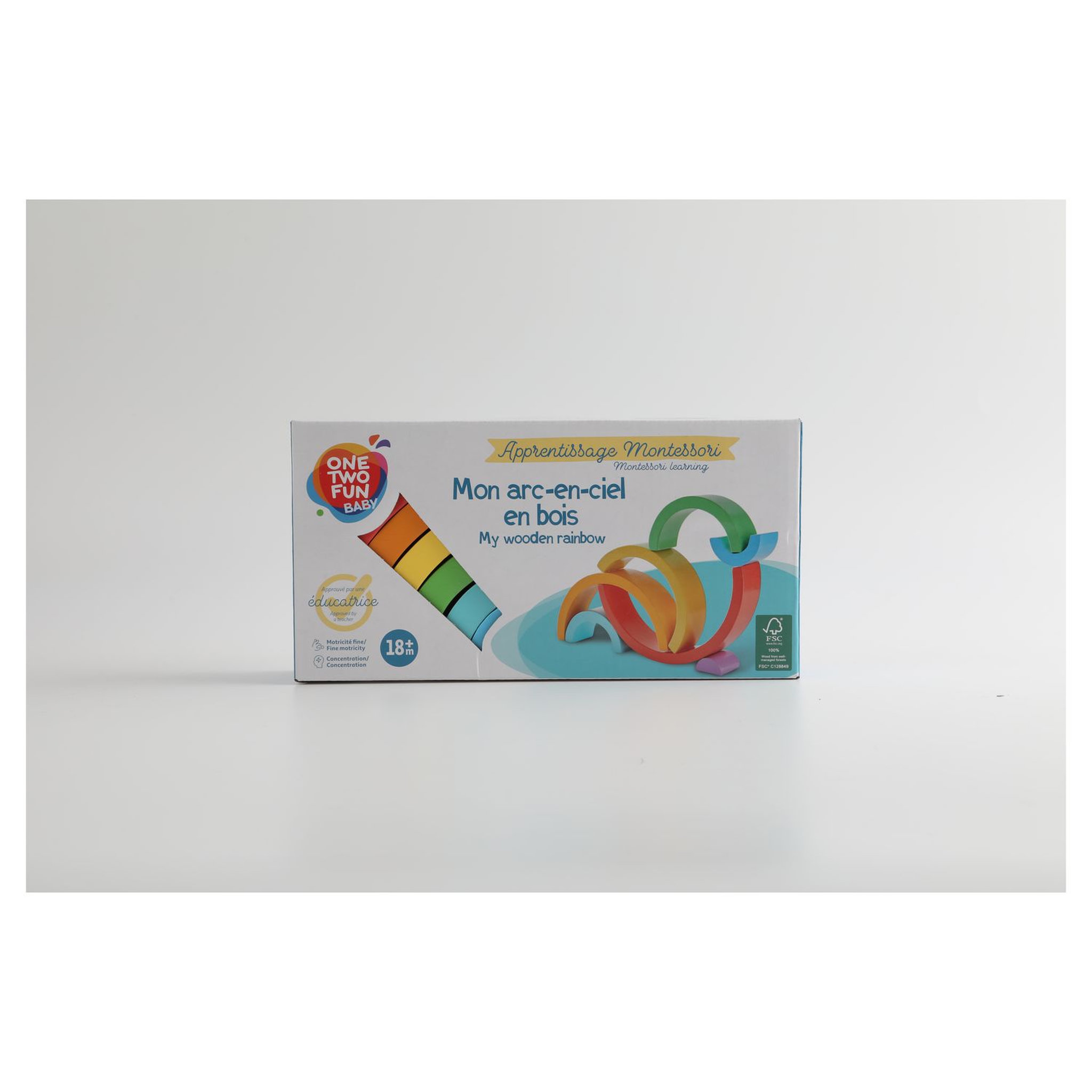 Voir la diapositive 2 : One Two Fun Mon arc-en-ciel en bois Montessori