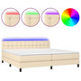 Voir la diapositive 2 : VIDAXL Sommier a lattes de lit et matelas et LED Creme 200x200cm Tissu