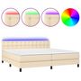 Voir la diapositive 2 : VIDAXL Sommier a lattes de lit et matelas et LED Creme 200x200cm Tissu