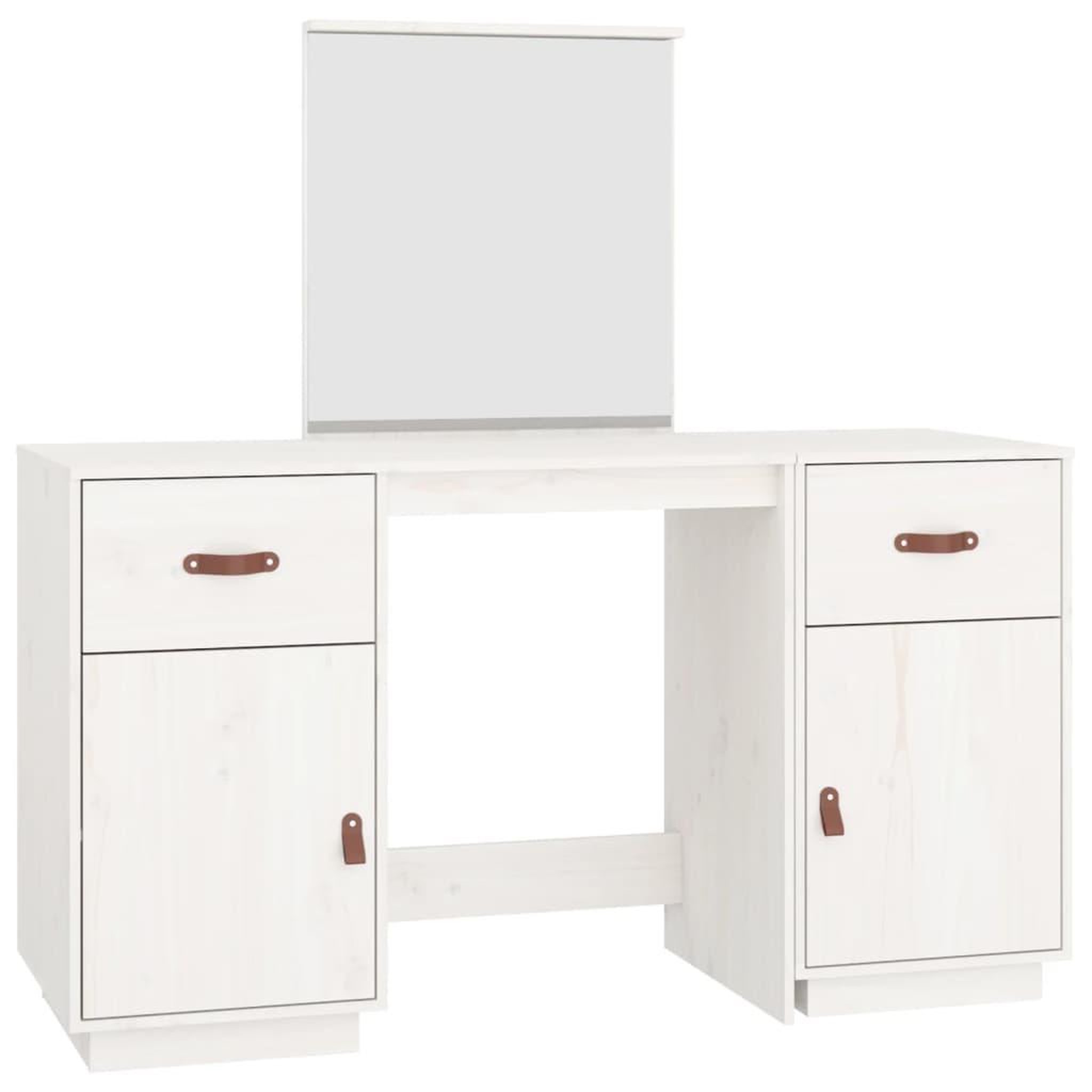 Voir la diapositive 2 : VIDAXL Ensemble de coiffeuse avec miroir Blanc Bois de pin solide