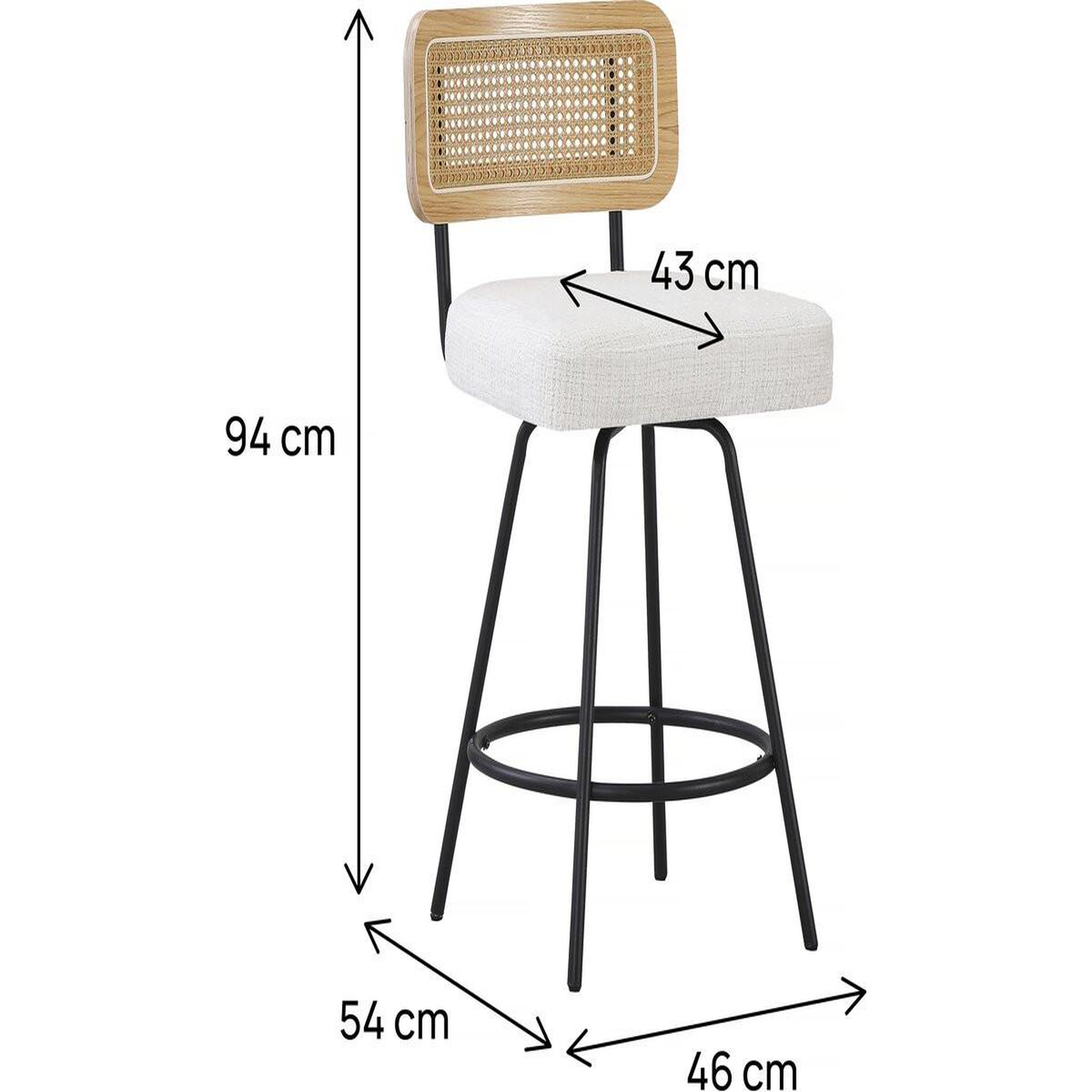 Voir la diapositive 3 : Habitat et Jardin Lot de 2 chaises hautes en tissu  Wilfried  - 51 x 44 x 95 cm - Beige