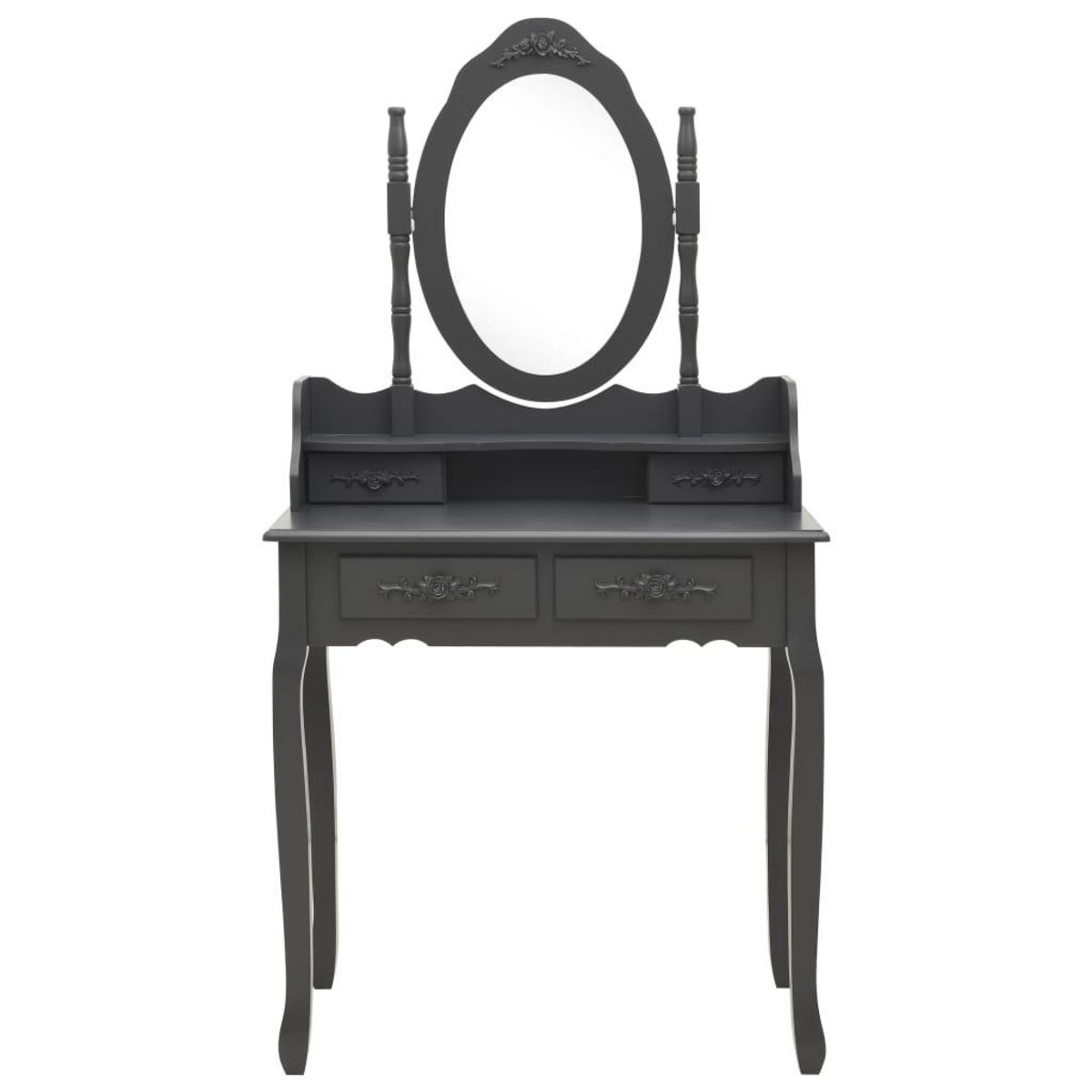 VIDAXL Ensemble de coiffeuse avec tabouret Gris 75x69x140 cm Paulownia