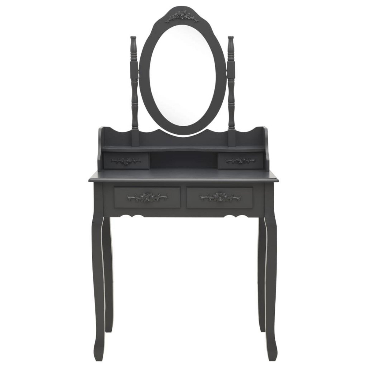 VIDAXL Ensemble de coiffeuse avec tabouret Gris 75x69x140 cm Paulownia