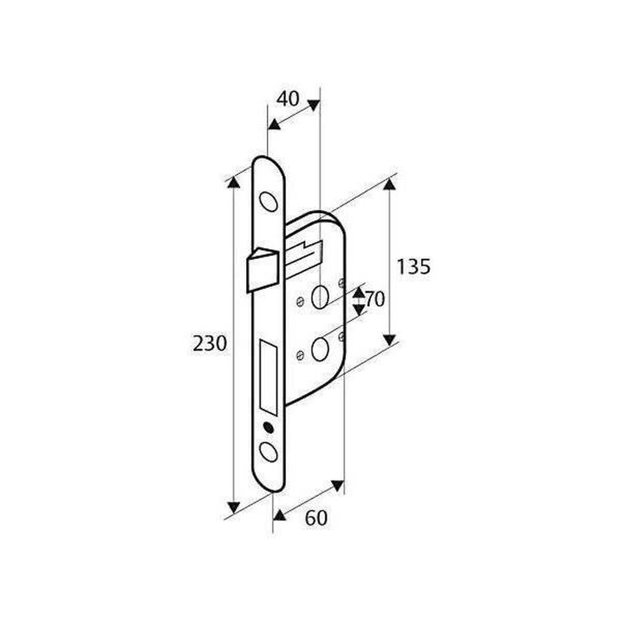 Voir la diapositive 5 : YALE Serrure a encastrer a condamnation - yale - y73r-a40/b/sc - axe 40 mm, coffre 135 mm - certifié nf niveau 2 - blanc, gâche inc