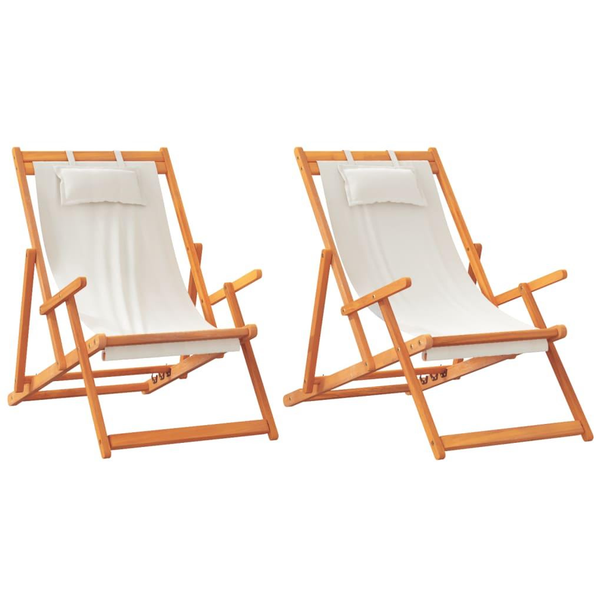 Voir la diapositive 2 : VIDAXL Chaises de plage pliables lot de 2 creme tissu