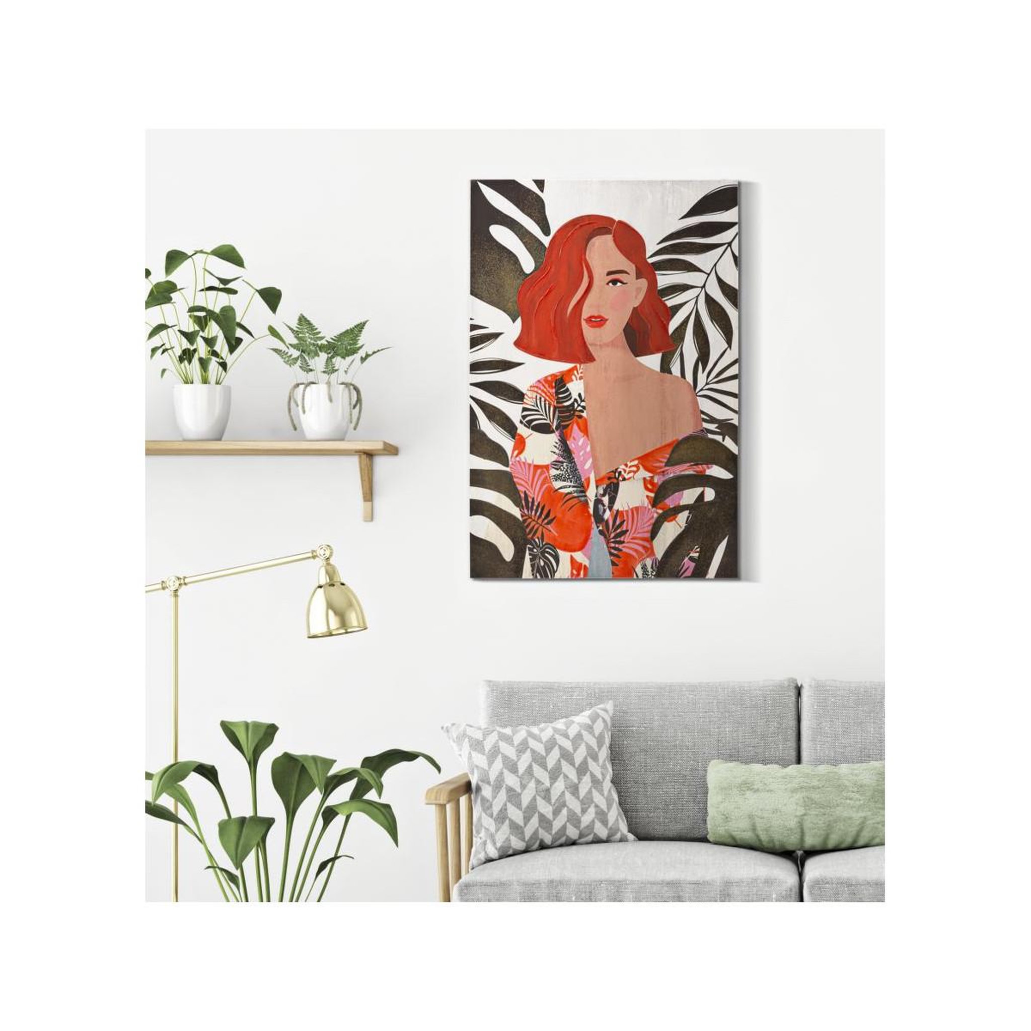 Voir la diapositive 5 : Paris Prix Toile imprimée déco  lady jungle face  80x120cm multicolore