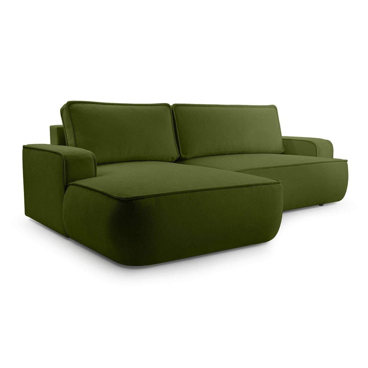 BEST MOBILIER Nessino - canapé d'angle gauche 4 places - convertible avec coffre - en tissu texturé