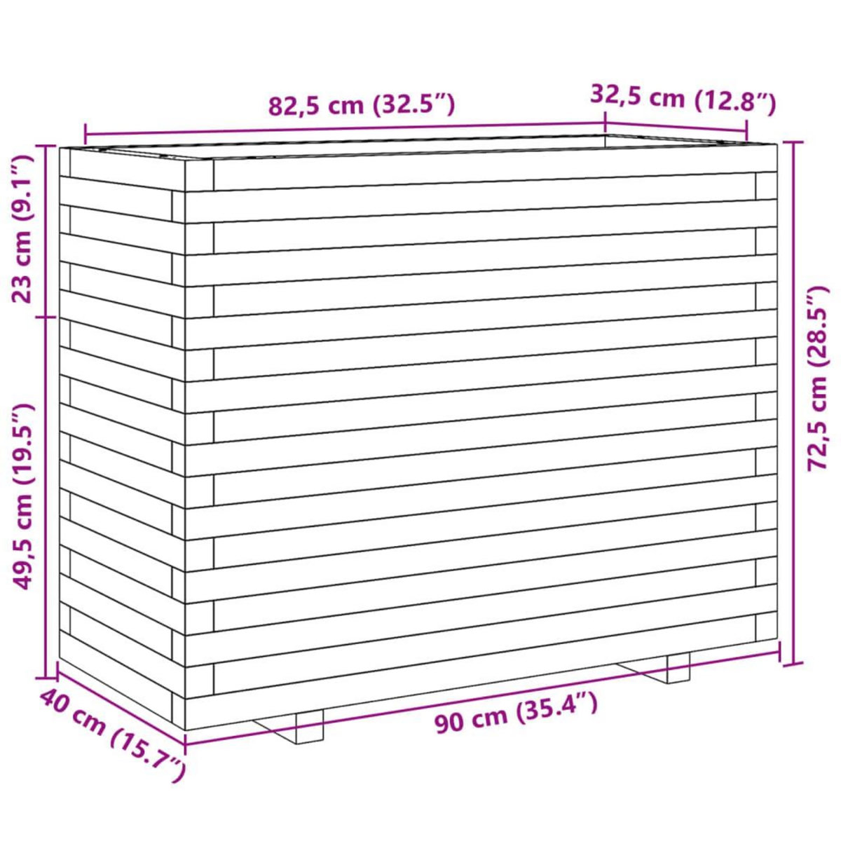VIDAXL Jardiniere 90x40x72,5 cm bois de pin massif
