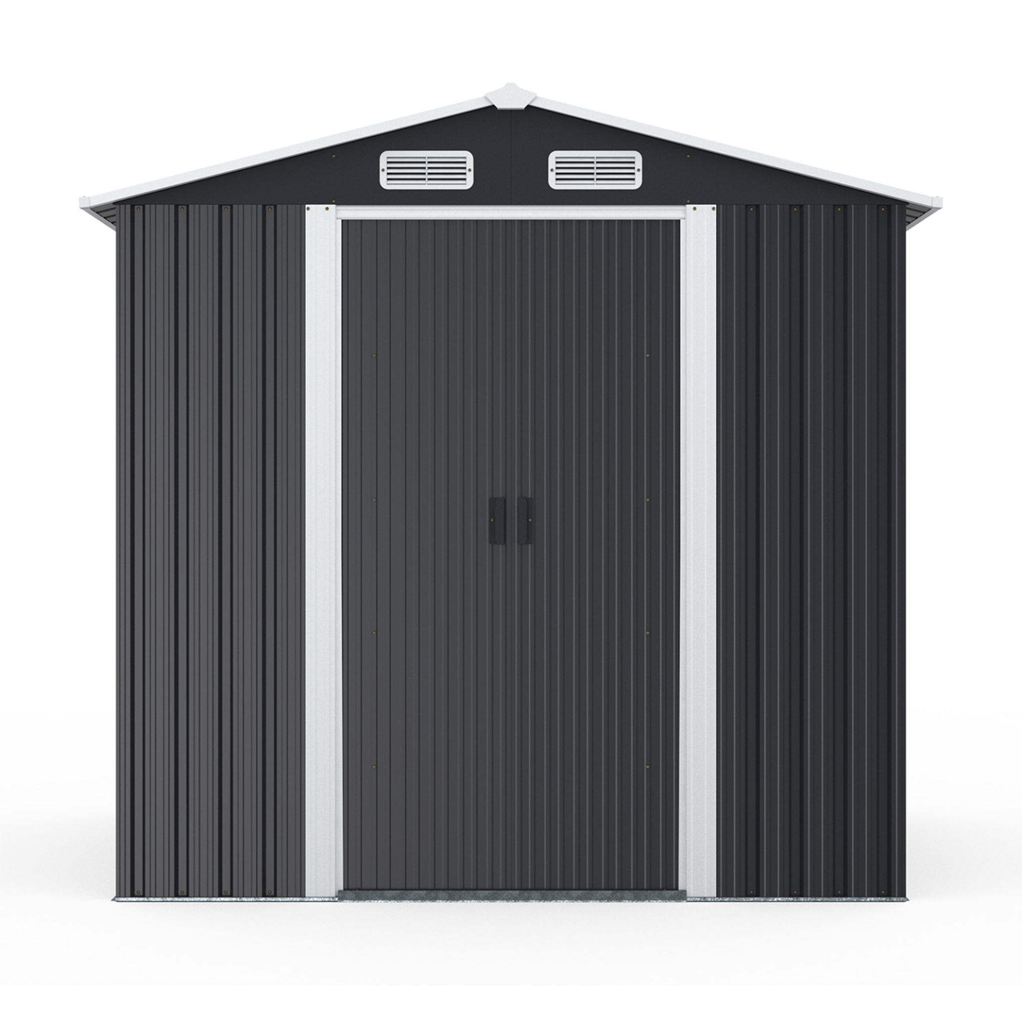 Voir la diapositive 3 : ID MARKET Abri de jardin 3,7m² gris en acier galvanisé avec base