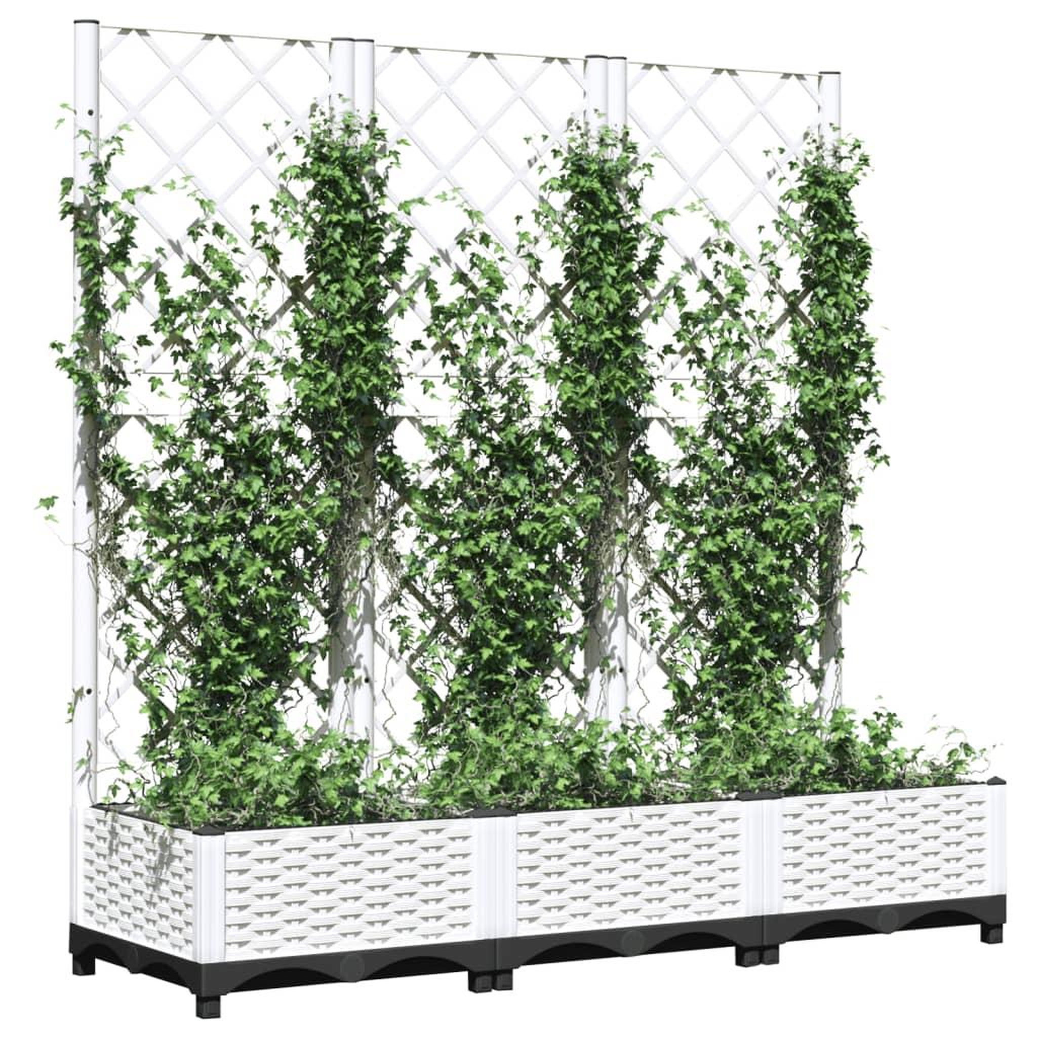 Voir la diapositive 3 : VIDAXL Jardiniere avec treillis Blanc 120x40x121,5 cm PP