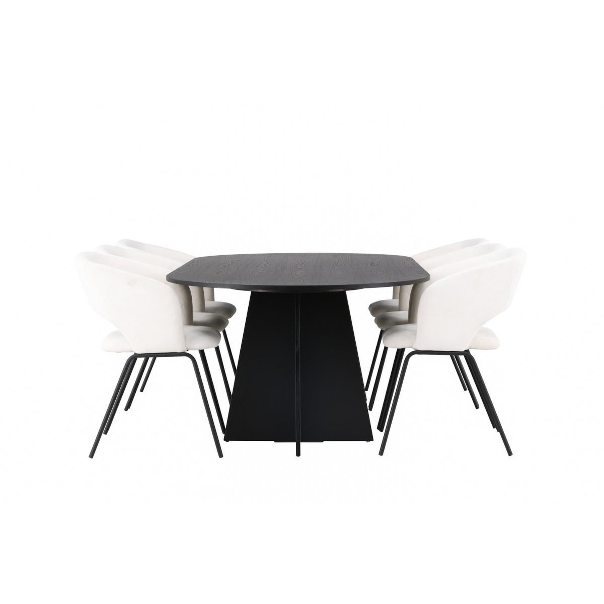 Voir la diapositive 3 : Paris Prix Ensemble table à manger & 6 chaises  bootcut & day  230cm noir & blanc cassé