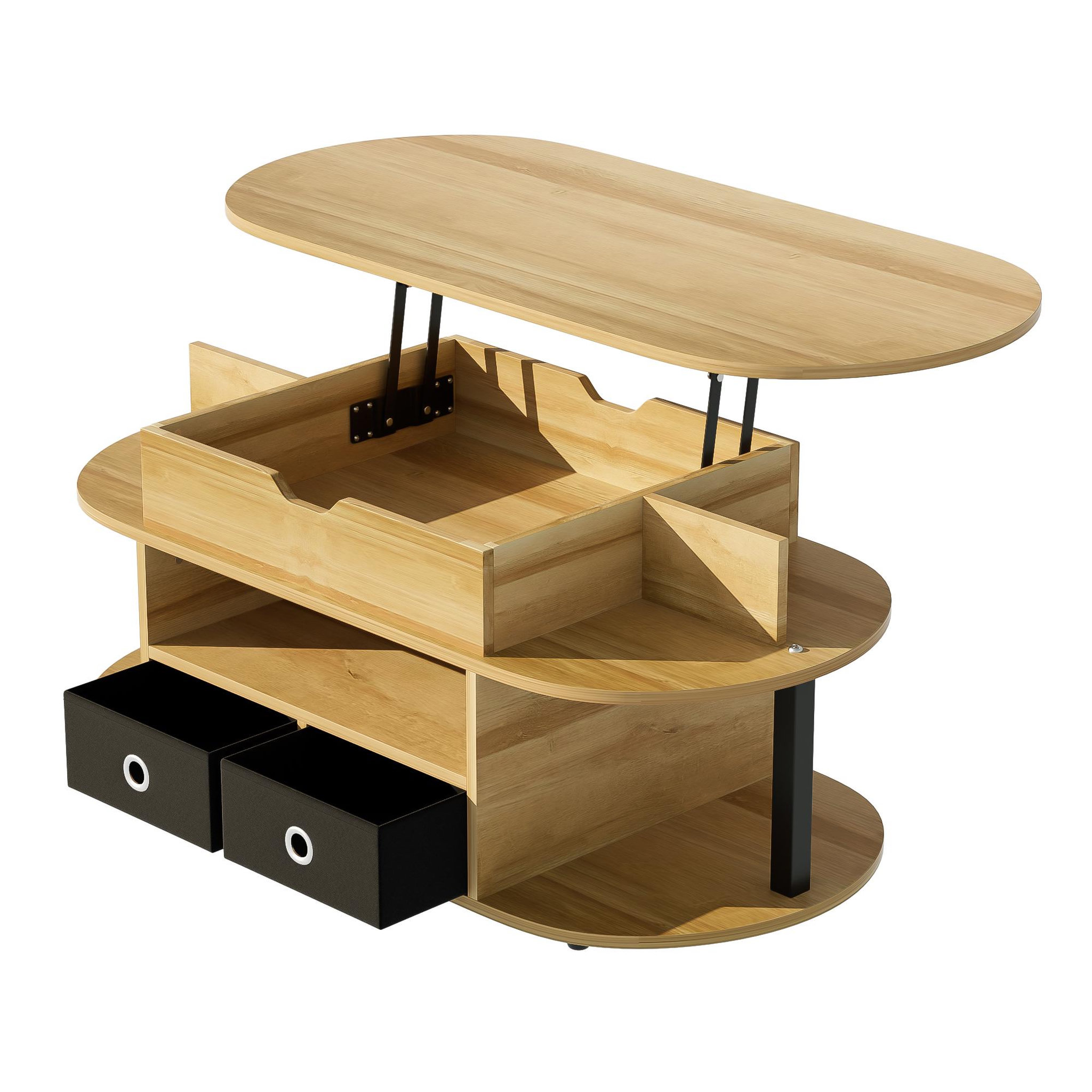 Voir la diapositive 6 : MERAX Table Basse Avec 2 Tiroirs Et Bureau Relevable