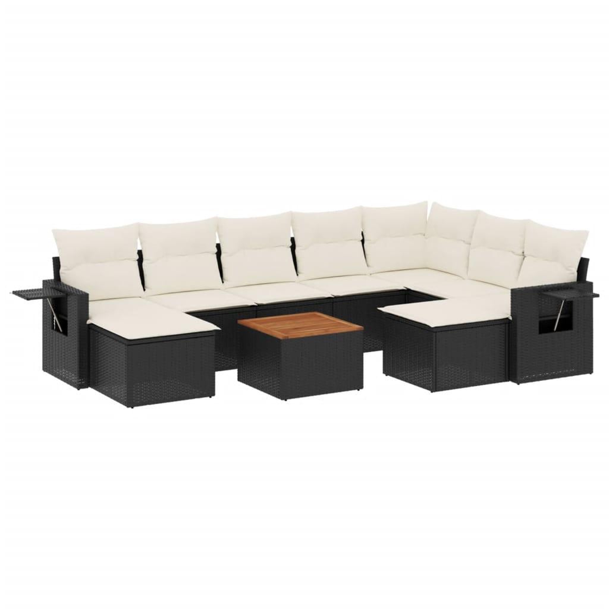 Voir la diapositive 2 : VIDAXL Salon de jardin 10 pcs avec coussins noir resine tressee