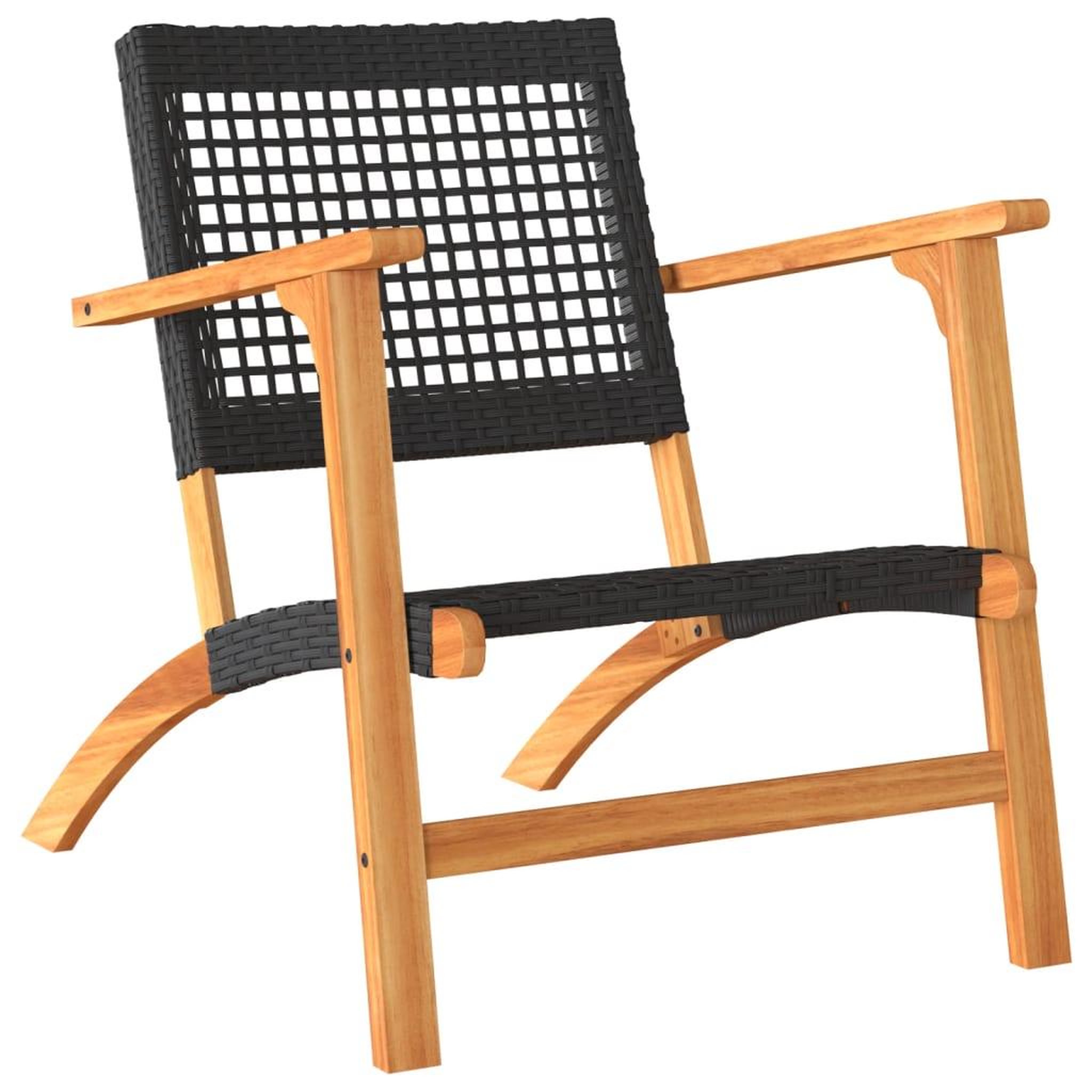 Voir la diapositive 4 : VIDAXL Chaises de jardin lot de 2 noir resine tressee et bois d'acacia