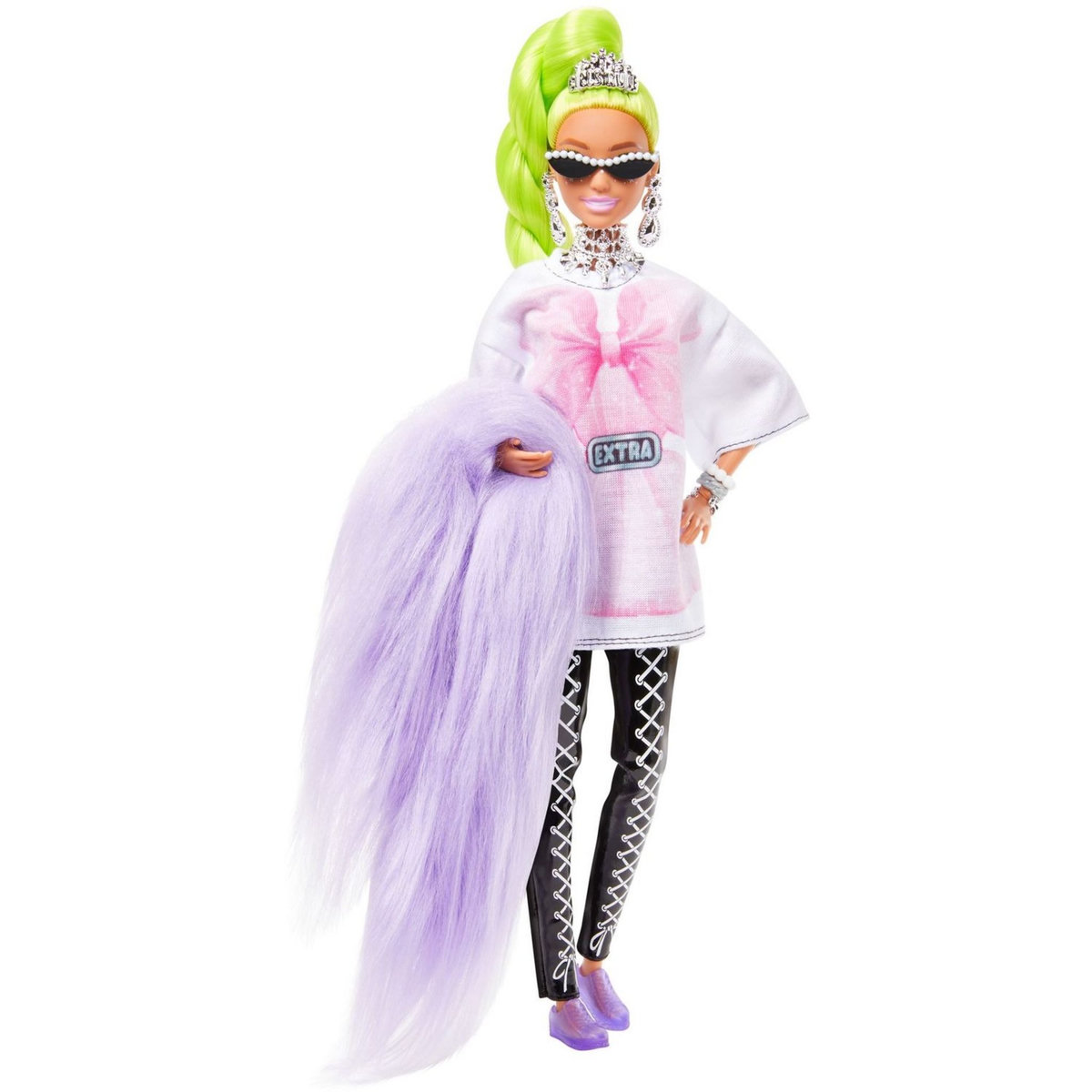 BARBIE Poupée mannequin Barbie Extra natte vert fluo