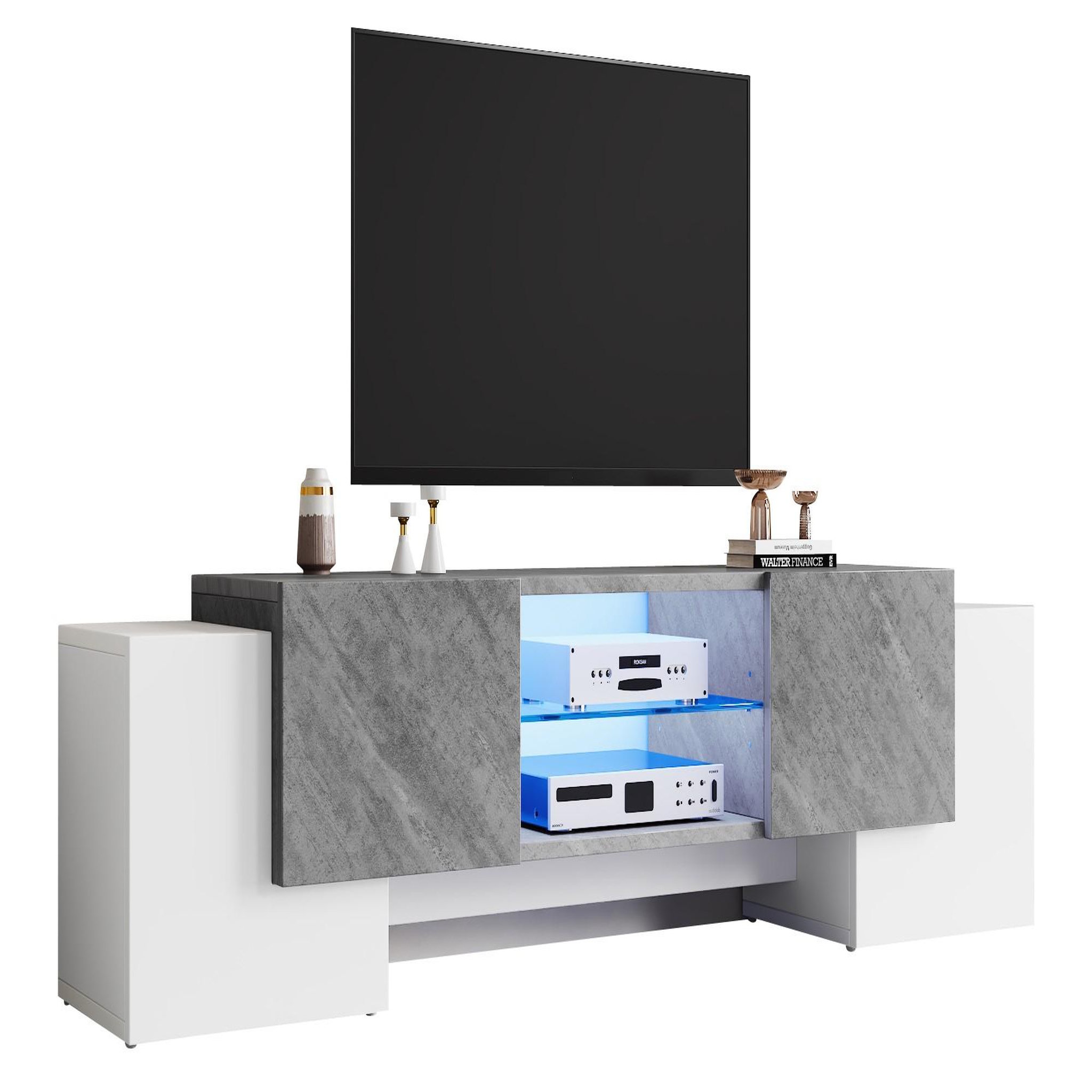 MERAX Meuble tv blanc 180cm mdf