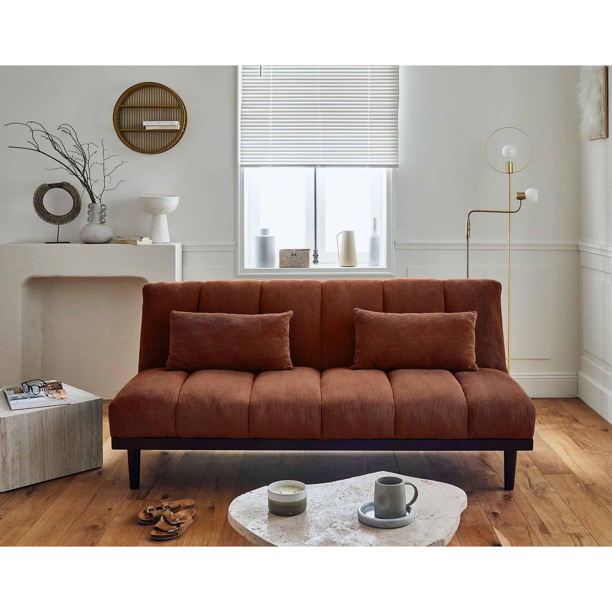 BEST MOBILIER Samarra - canapé convertible clic-clac 2 places - velours côtelé