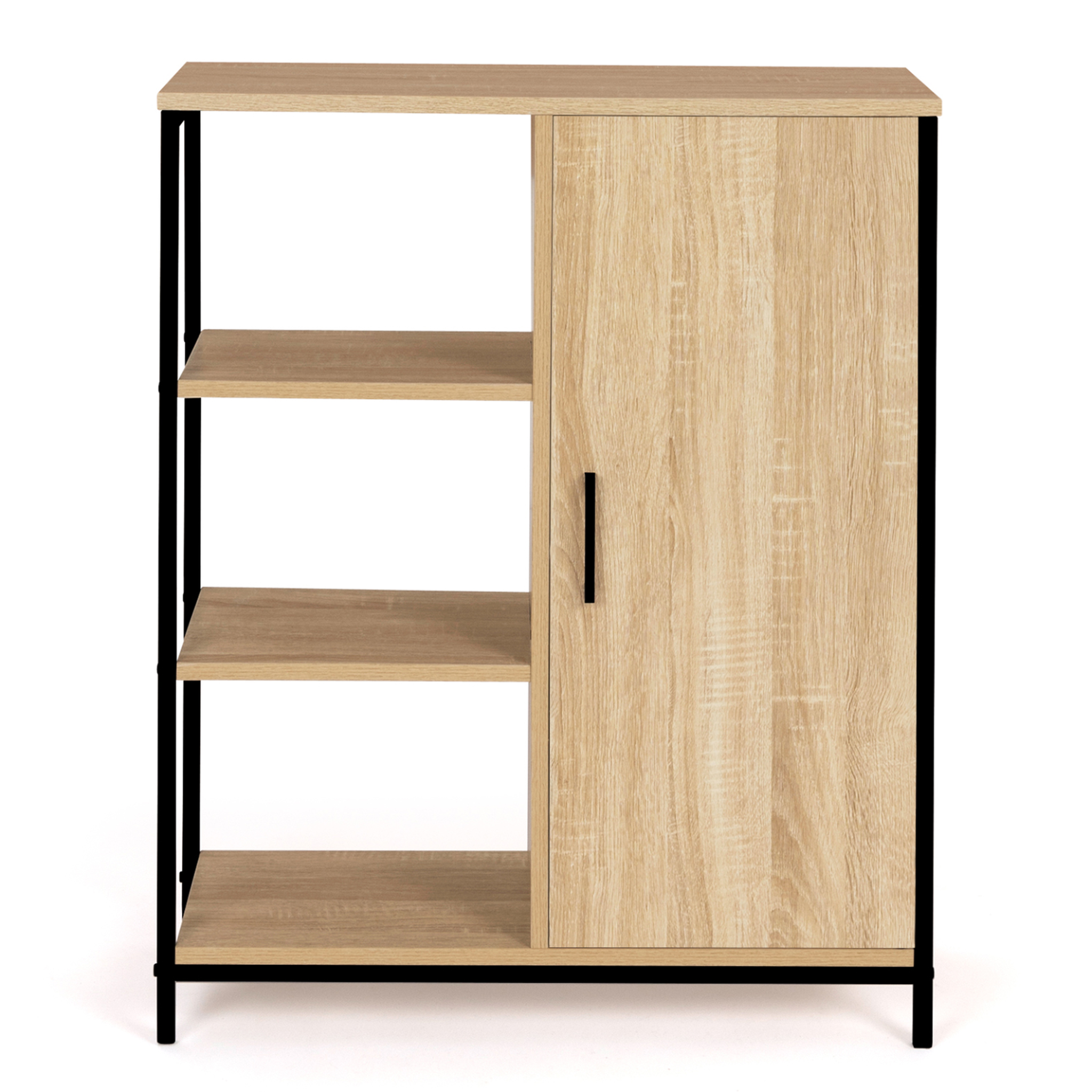 Voir la diapositive 3 : ID MARKET Buffet d'appoint 3 étagères et placard 70 cm detroit design industriel
