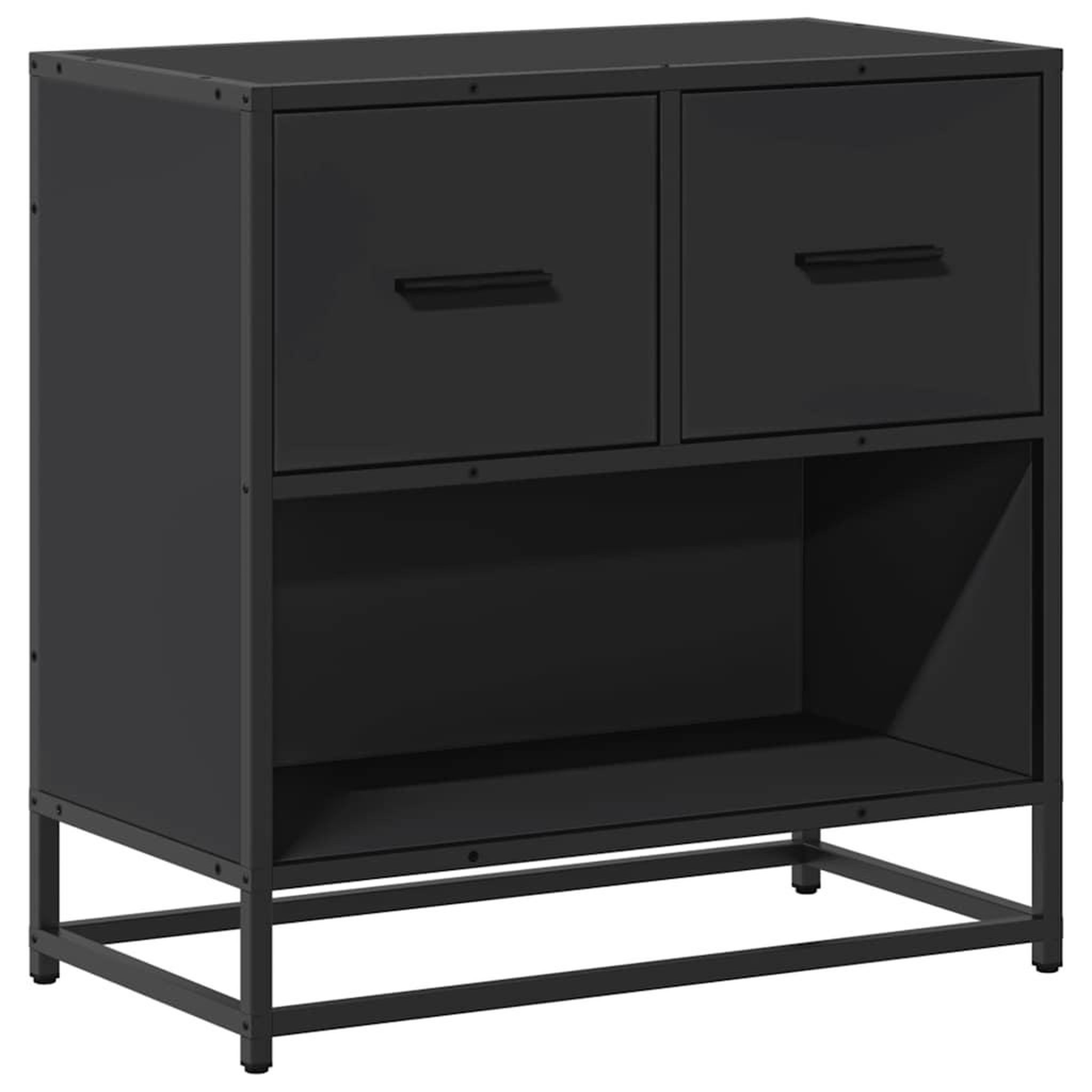 Voir la diapositive 2 : VIDAXL Table de chevet noir 60x31x60 cm bois d'ingenierie et metal