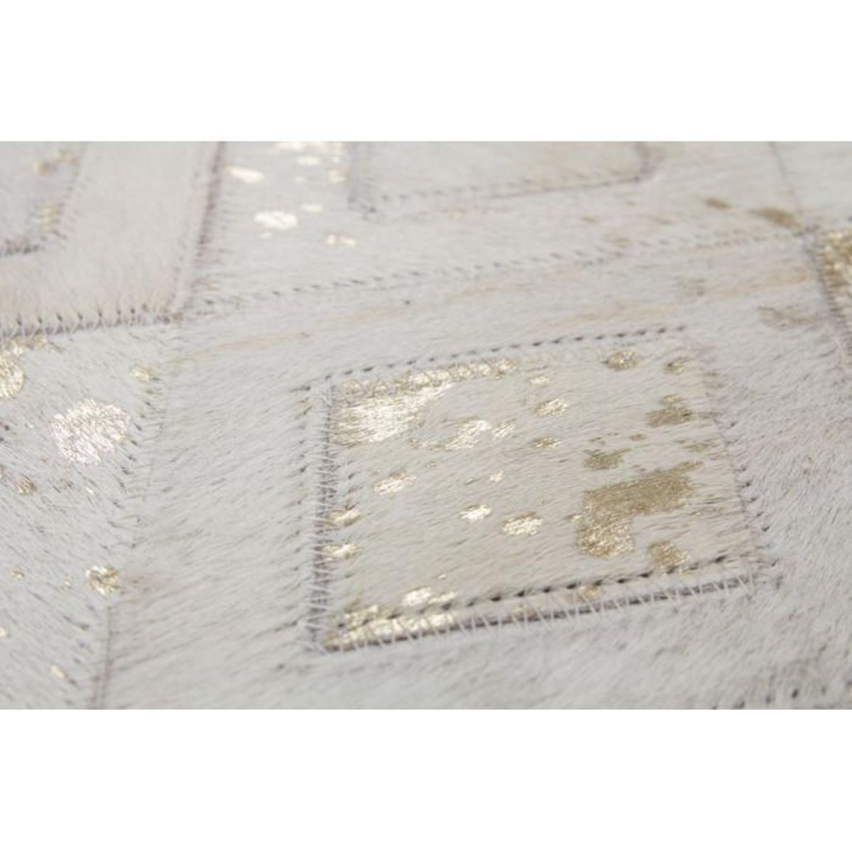 Paris Prix Tapis en Cuir Effet Métallique  Spark  Ivoire & Or