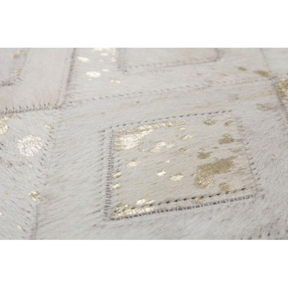 Paris Prix Tapis en Cuir Effet Métallique  Spark  Ivoire & Or
