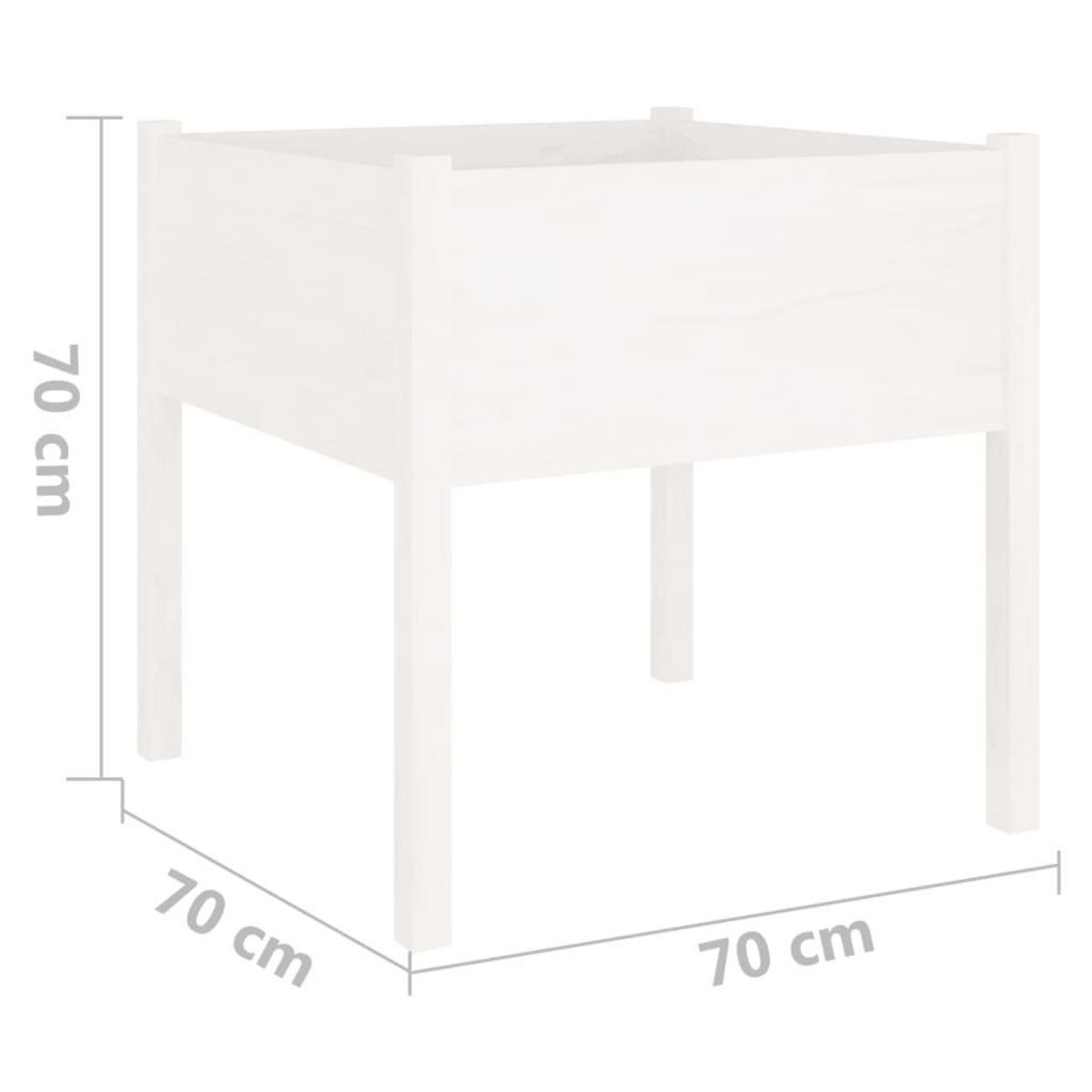 VIDAXL Jardinieres 2 pcs Blanc 70x70x70 cm Bois de pin massif