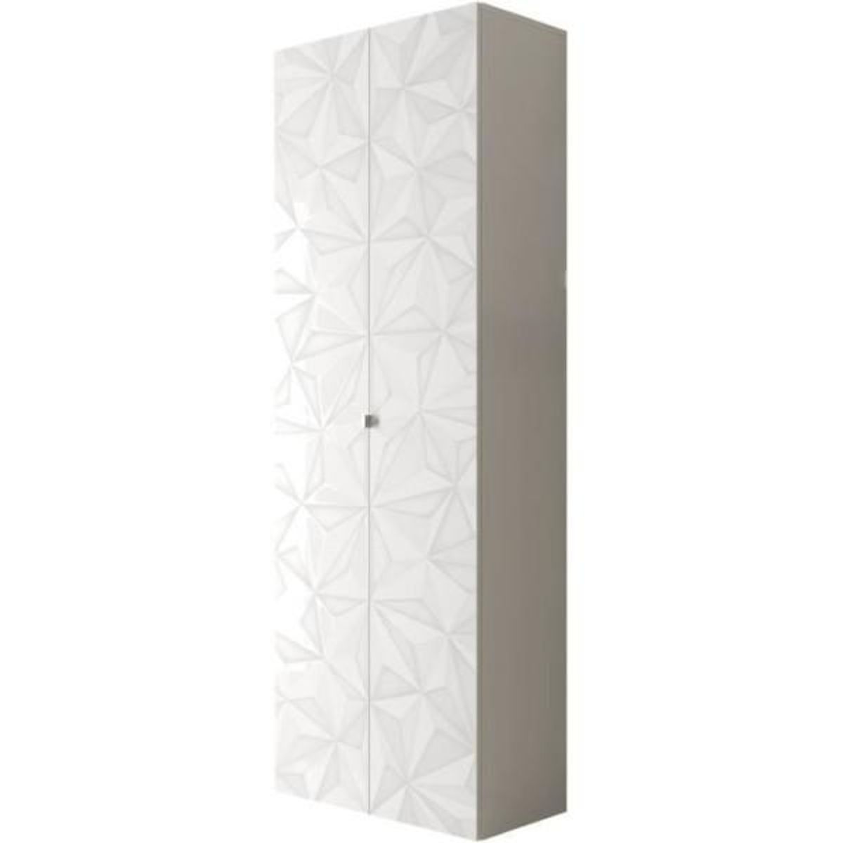 MARKET24 Armoire de rangement - 2 portes - 3 étageres - Blanc laqué - L63 x P35 x H184 cm - PARIGI