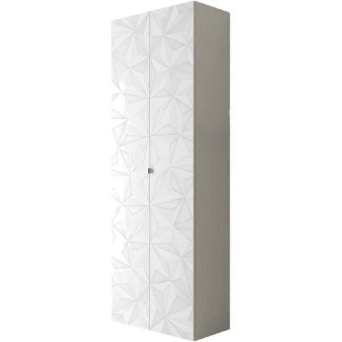 MARKET24 Armoire de rangement - 2 portes - 3 étageres - Blanc laqué - L63 x P35 x H184 cm - PARIGI