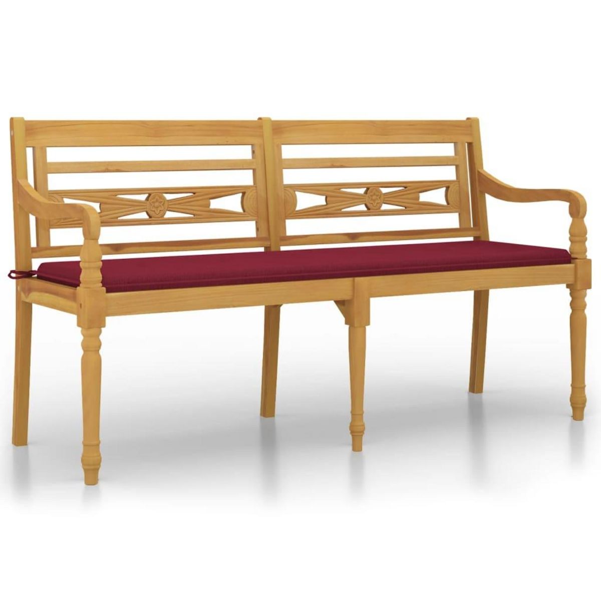 VIDAXL Banc Batavia avec coussin rouge bordeaux 150cm Bois teck massif