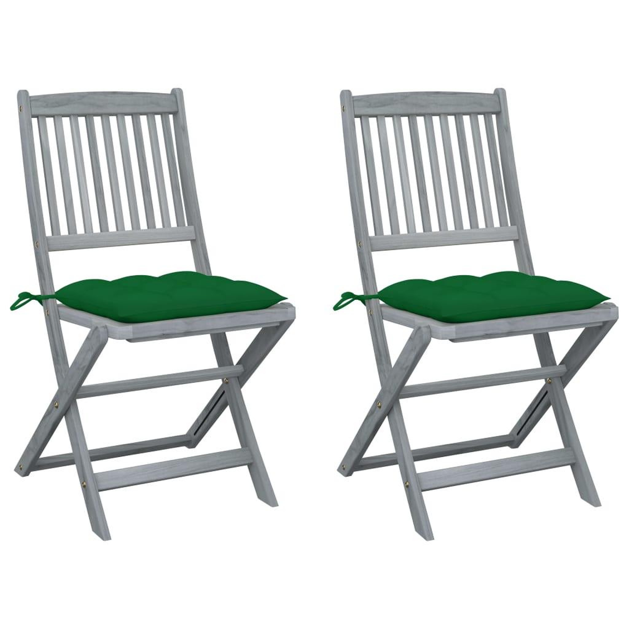 Voir la diapositive 1 : VIDAXL Chaises pliables d'exterieur lot de 2 et coussins Bois d'acacia
