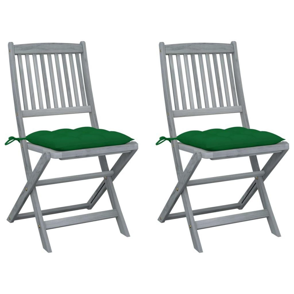 VIDAXL Chaises pliables d'exterieur lot de 2 et coussins Bois d'acacia