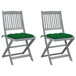 VIDAXL Chaises pliables d'exterieur lot de 2 et coussins Bois d'acacia