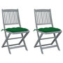 Voir la diapositive 1 : VIDAXL Chaises pliables d'exterieur lot de 2 et coussins Bois d'acacia