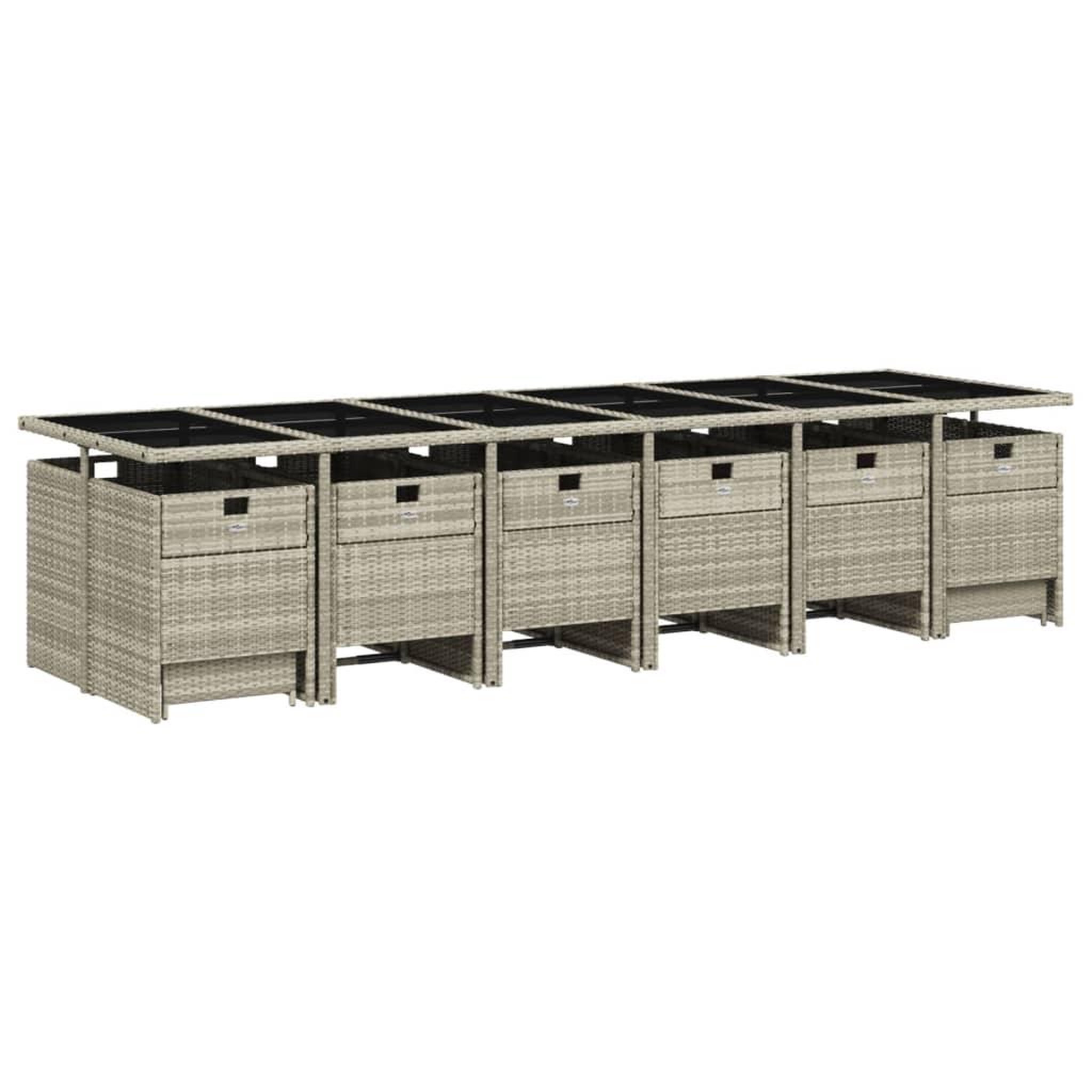 Voir la diapositive 3 : VIDAXL Ensemble a manger de jardin et coussins 17 pcs gris clair rotin