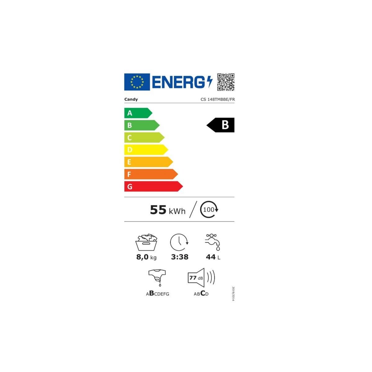 Candy Lave-linge frontal 8kg 1400 tours/min - CS148TMBBE-FR