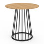 Voir la diapositive 3 : ID MARKET Table à manger ronde YUNA 4 personnes plateau bois et pied filaire en métal noir 80 cm