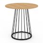 Voir la diapositive 3 : ID MARKET Table à manger ronde YUNA 4 personnes plateau bois et pied filaire en métal noir 80 cm