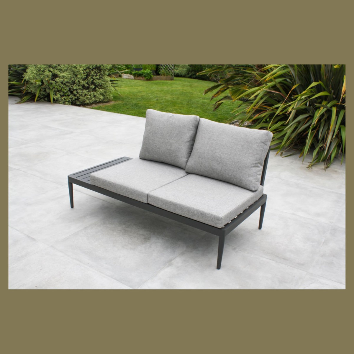 DCB GARDEN Salon de jardin d'angle - 4 places - Aluminium - Anthracite - ANKARA