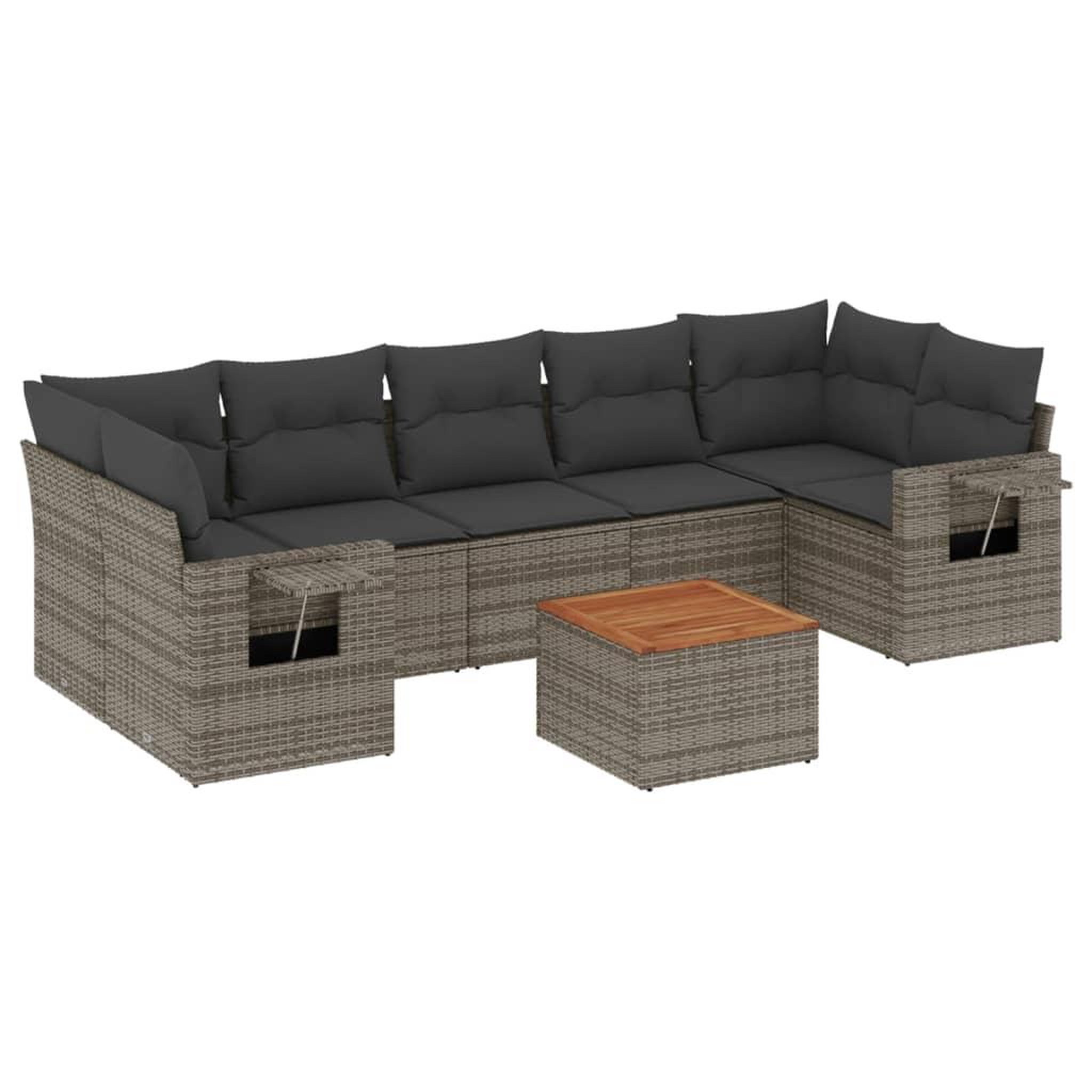 Voir la diapositive 2 : VIDAXL Salon de jardin 8 pcs avec coussins gris resine tressee