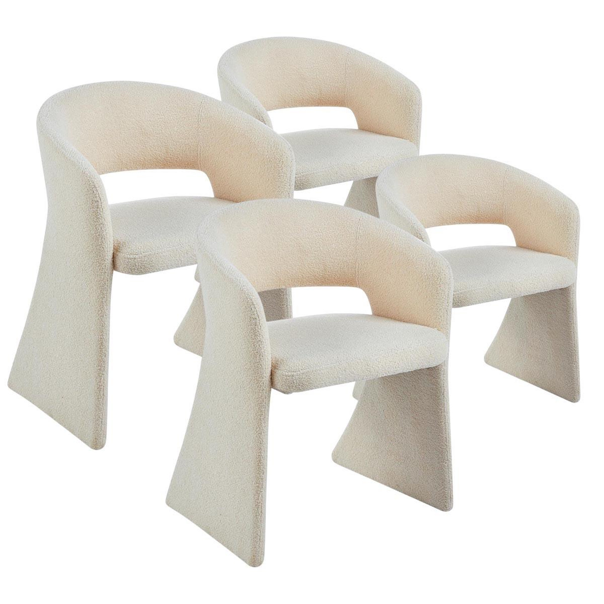 Paris Prix Lot de 4 chaises tissu bouclette  ezra  81cm crème