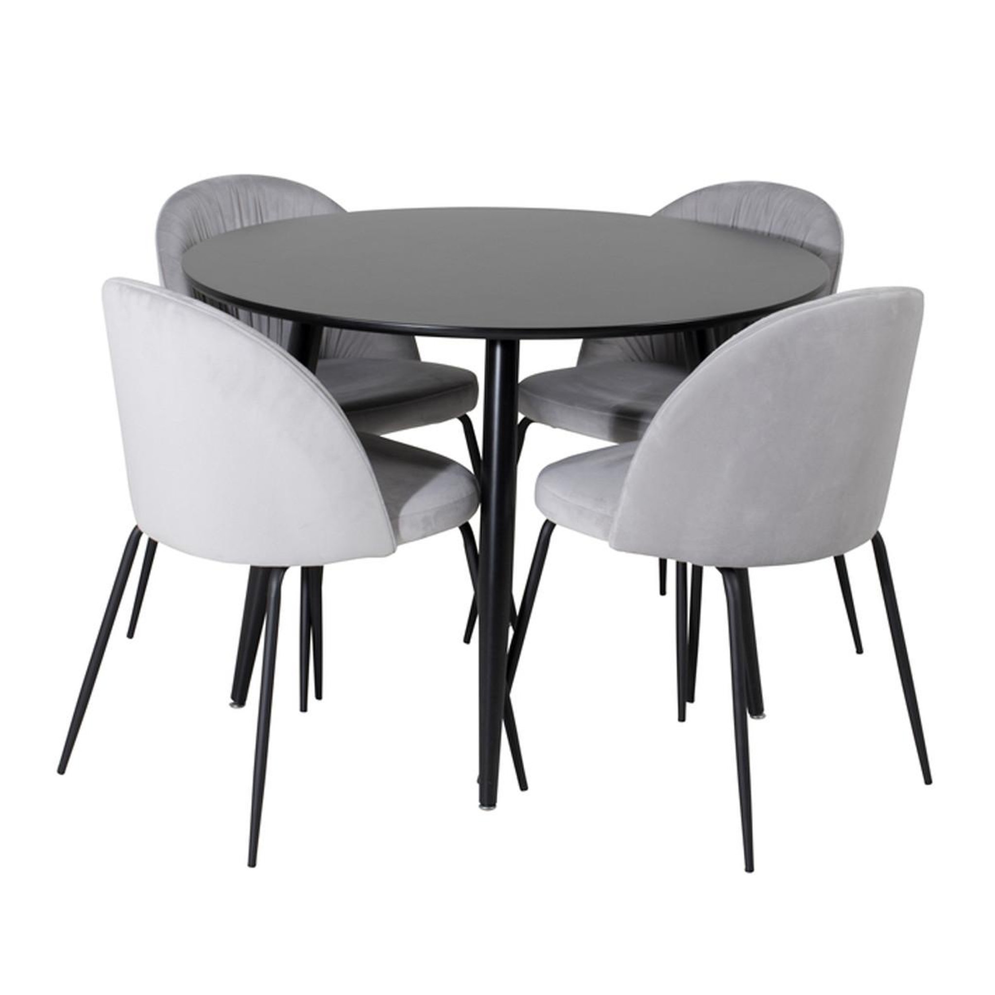 Paris Prix Ensemble table à manger & 4 chaises  plaza & wrinkles  100cm noir & gris