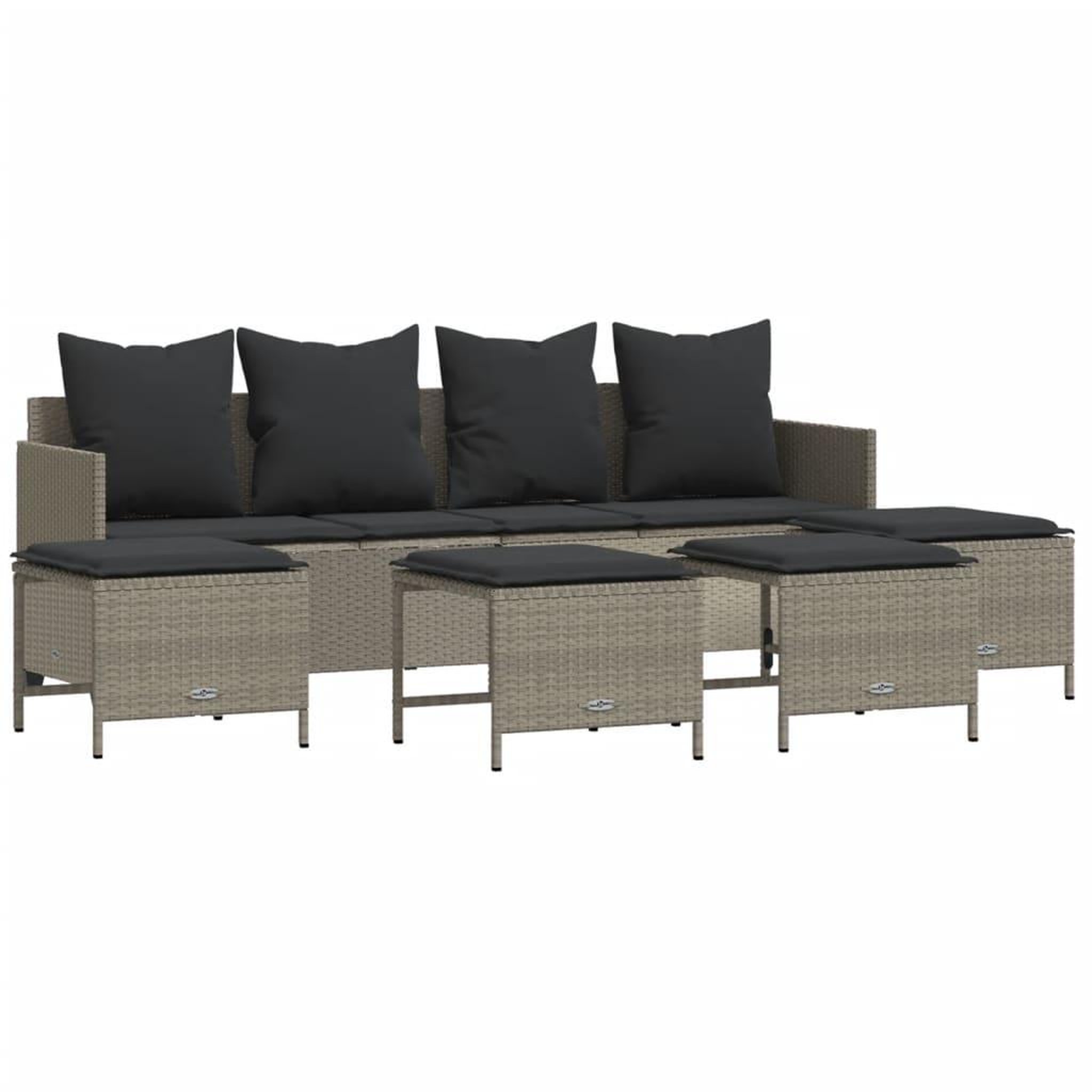 Voir la diapositive 2 : VIDAXL Salon de jardin 5 pcs avec coussins gris clair resine tressee