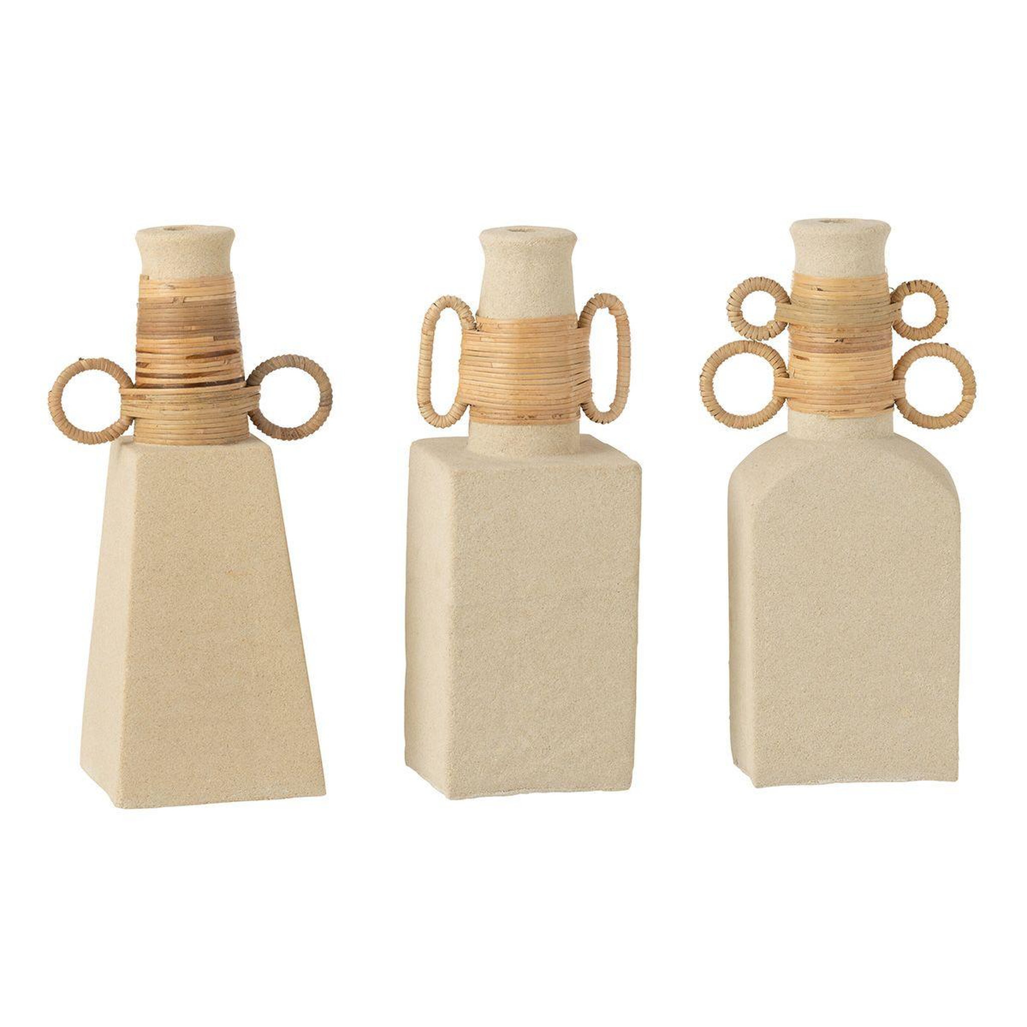 Voir la diapositive 2 : J-LINE Vase déco anneaux ovales  céline  29cm beige